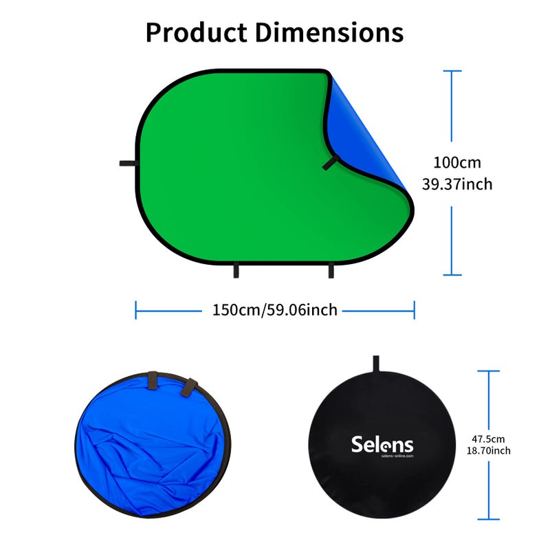 Selens 59x39.3 inches Green Screen Backdrop for Photography, 2-in-1 Collapsible Backdrop with Carry Bag for YouTube Videos Photo Studio Props - Image 5